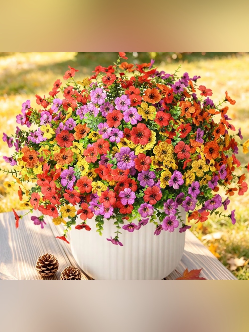 Artificial Flowers Faux Plants Outdoor Fake Flowers Spring Decor,- 2 pack